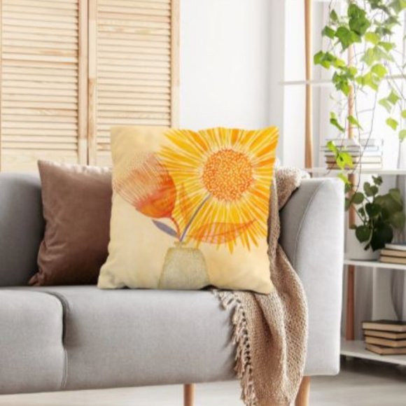 Orange flower throw pillow - Picture 2 of 4